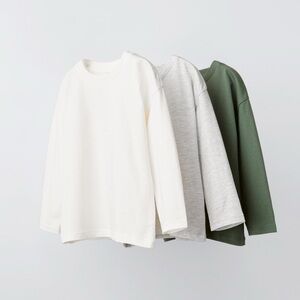 ZARA KIDS Three-Pack of Plain Long Sleeve T-Shirts